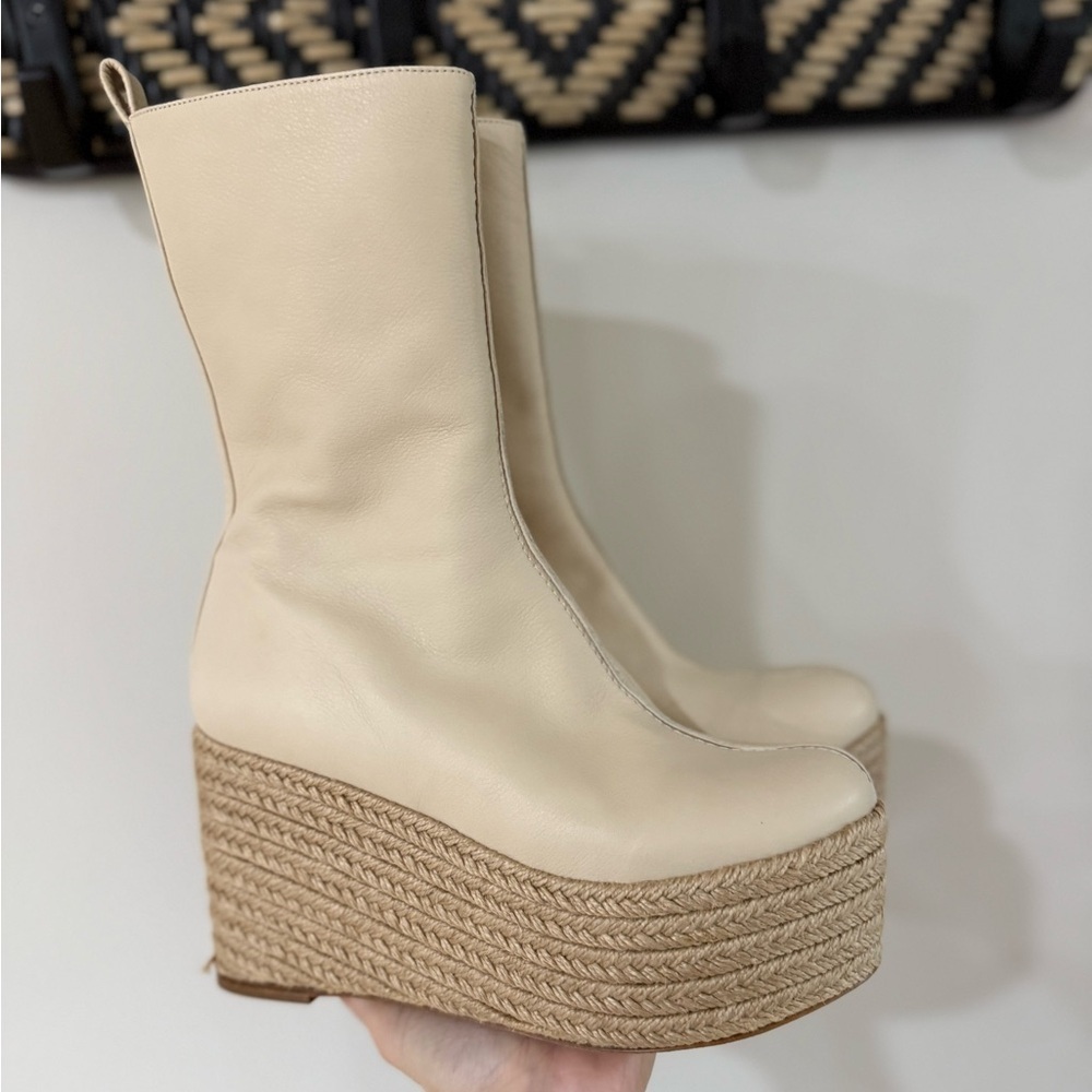 Free People Paloma Barcelo Lennon Platform Espadrille Boots - Ivory - Size 5.5 - Picture 3 of 14